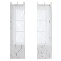 ESLIR Schiebegardinen Ausbrenner Flächenvorhänge Set 2er Gardinen mit Schlaufen Schiebevorhang Transparent Vorhang Weiß #2 BxH 57x175cm 2 Stück