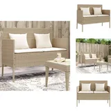 Gartenbank Mit Kissen Beige Poly Rattan - Gartenbank - Outdoor Möbel - Rattan Gartenmöbel - Gartenstuhl - Lounge Set