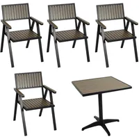 Mendler 4er-Set Gartenstuhl+Gartentisch HWC-J95, Stuhl Tisch, Gastro Outdoor-Beschichtung, Alu