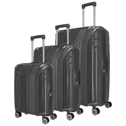 Trolleyset TRAVELITE "ELVAA S/M/L", schwarz, Polypropylen, unifarben, Koffer-Sets, Kofferset Reisegepäck Reisekoffer Hartschalenkoffer TSA Schloss
