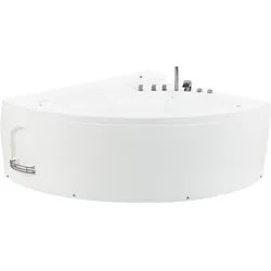 Whirlpool Badewanne weiß Eckmodell mit LED 206 x 165 cm PELICAN