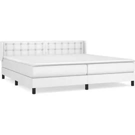 vidaXL Boxspringbett mit Matratze Weiß 200x200 cm Kunstleder - Weiß