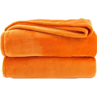 heimtexland Kuscheldecke Super Soft XL Sofadecke Überwurf Uni Typ380 Orange 200 x 150 cm - Orange