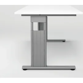 Geramöbel Flex höhenverstellbarer Schreibtisch ahorn L-Form, C-Fuß-Gestell silber 216,6 x 113,0 cm