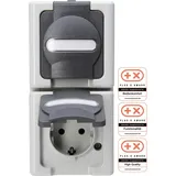 Kopp Blue Electric 2-fach Steckdose mit Klappdeckel, grau (131456008)