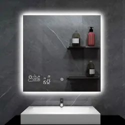 Heidenfeld Infrarot-Spiegelheizung HF-HS200, Wetteranzeige, LED-Licht, 200-500 Watt, Anti-Beschlag (200 Watt)