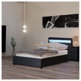 Home Deluxe LED Bett NUBE mit Schubladen - 90 x 200 - versch. Ausführungen - ohne Matratze - Dunkelgrau