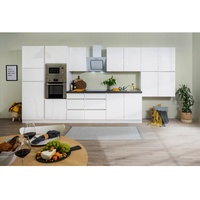 Respekta Premium Küchenzeile Grifflos 435 cm Weiß Hochglanz-Weiß