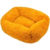 FANSU Hundebett Quadrat Hundekissen Plüsch weichem Hundesofa rutschfest Base Katzenbett Donut Größe und Farbe wählbar (XXL,Gelb)