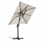 Oviala Business Freistehender Sonnenschirm 2x3 m mit 4 beschwerten Platten aus weißem Aluminium - Oviala