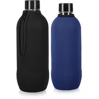 kwmobile 2x Schutzhülle kompatibel mit SodaStream Glasflasche - Neopren Hülle - Flaschen Kühler für Wasser Karaffe in Schwarz Blau