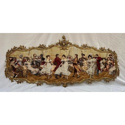 Casa Padrino Barock Wandbild Mehrfarbig / Messing 194 x H. 88 cm - Prunkvolles Barockstil Wanddeko Bild mit Messing Rahmen - Barock Wand Dekoration - Edel & Prunkvoll
