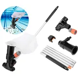 Poolsauger Gartenschlauch, Poolreiniger Bodensauger Set, Pool Zubehör Reinigung, Pool Cleaner Aquarium Reinigungsset Wirlpool Handsauger Gartenteich Pool Sauger Boden Mit 1.5m Teleskopstange (Schwarz)