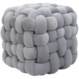 Mendler Hocker HWC-Q48 Samt 39 x 39 x 39 cm Dunkelgrau