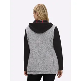 sheego Sweatjacke in schwarz-ecru-meliert | Gr.: 42,