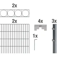 GAH Alberts Doppelstabmattenzaun 400 x 100 cm Anthrazit