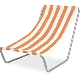 FEBE Sonnenliege Strandliege Liegestuhl Garteliege Orange/Beige Kompakter Strandstuhl mit Tragetasche für Garten Pool und kleinen Balkon Textilgewebe