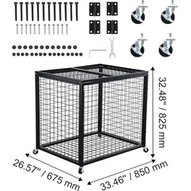 Vevor Ballwagen Rollwagen 850 x 675 x 825 mm Sportbällen, Abschließbarer Basketballkäfig Ballkäfig, Sportausrüstung für den Innen- und Außen...