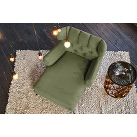 KAWOLA Relaxsessel CHARME Cord 80 x 70 x 100 cm Grün mit Kissen