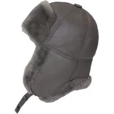 RUSSIAN STORE Cucuba Shearling Wintermütze für Herren, Pilotenmütze, Sowjetischer Schneefilter, mit Ohrenschützer (M) - 56-57