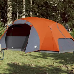 Campingzelt 8 Personen Grau & Orange 360x430x195 cm 190T Taft