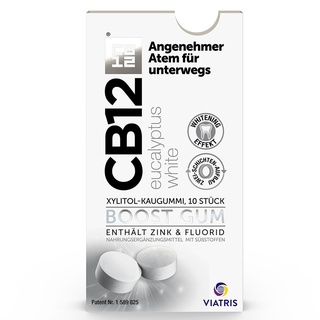 Cb12 Boost Eucalyptus White Kaugummi: Zuckerfreie Mundpflege-Kaugummis gegen Mundgeruch mit Whitening-Effekt