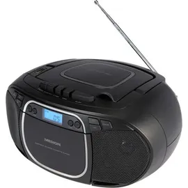 Medion E66476 Stereo Sound System (Boombox, CD-Player, MP3, Kassette, tragbarer Kassettenspieler für Kinder, UKW Radio, AUX, Kopfhörer, Netz & Batterie) schwarz
