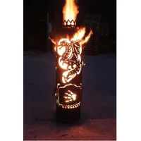 XXL Drachen Feuersäule Feuerstelle Feuerschale Feuertonne mit tollem Flammenbild