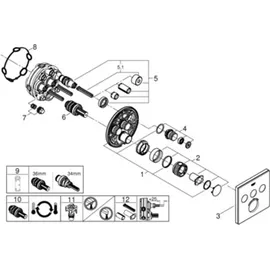 Grohe Grohtherm SmartControl Thermostat mit 3 Absperrventilen, Wandrosette moon white,