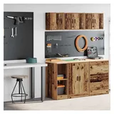 vidaXL Schrankmodule Garagenschränke 2 Stk. Altholz-Optik Holzwerkstoff