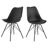 AC Design Furniture Emanuel Esszimmerstühle 2er Set, B: 48,5 x H: 85,5 x T: 54 cm, Schwarz/Schwarz, PU/Metall, 2 Stk