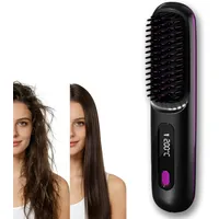Für Kurzes Haar: Tragbare Haarglättungsbürste Für Unterwegs, Mit Lcd-temperaturanzeige, Schneller Aufheizzeit, Kabelloses Mini-haarbürsten-styling-tool