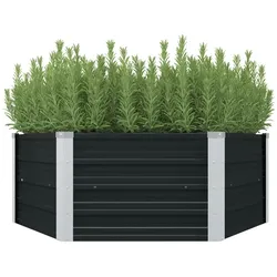 vidaXL Hochbeet Anthrazit 129 x 129 x 45 cm Verzinkter Stahl