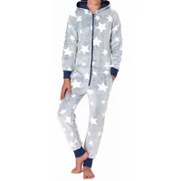 normann Schlafanzug Jumpsuit Overall in Sterneoptik aus kuschelig warmen Coralfleece, - 76797 blau | Gr.: 128