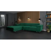 Ecksofa mit Schlaffunktion und Bettkasten, Designer Schlafsofa mit Bettkasten - dunkelgrün