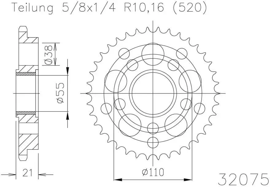 ESJOT Kettingwiel, 38 tanden