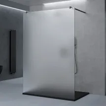doporro Duschwand Duschtrennwand 100x200 Walk-In Dusche schwarz mit Doppel-Stabilisator aus Echtglas 8mm ESG-Sicherheitsglas Vollsatiniert inkl. NANO