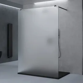 doporro Duschwand Duschtrennwand 100x200 Walk-In Dusche schwarz mit Doppel-Stabilisator aus Echtglas 8mm ESG-Sicherheitsglas Vollsatiniert inkl. NANO