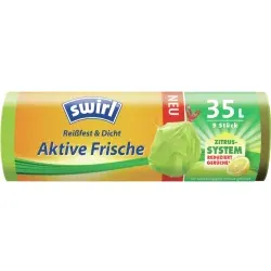 Swirl® Müllbeutel Reißfest, Aktive Frische, 35 Liter 4008871215901 , 1 Karton = 12 Rollen á 9 Beutel