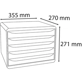 Exacompta Schubladenbox Big-Box Plus 35,5 x 27,0 x 27,1 cm 5-tlg. schwarz