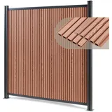 [neu.holz] Gartenzaun Startermodul 185 x 180 cm Braun/WPC