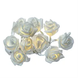 LED Lichterkette 10 weiße Mini Rosen Rosenblüten Hochzeit Valentinstag