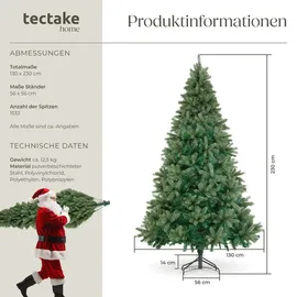 Tectake tectake® Weihnachtsbaum, Prancer, Spritzgussnadeln - 230 cm