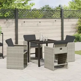 vidaXL Garten Essgruppe 5 Stk. Hellgrau Poly-Rattan