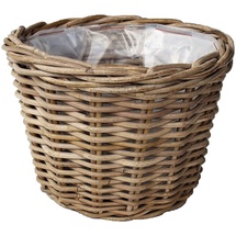 Van der Leeden Rattan Übertopf Grau konisch mit Folienauskleidung Ø 18 cm