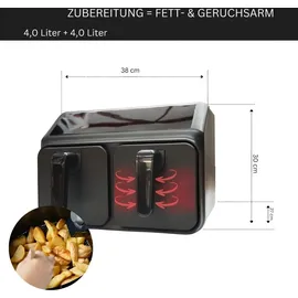 Michelino 4+4 Liter Heißluft-Fritteuse Heißluftfriteuse 20212