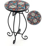Costway - Beistelltisch Mosaiktisch Rund, Mosaik Gartentisch Bistrotisch, ∅30 X 50 Cm, Balkontisch Aus Metall & Keramik, Blumenhocker Für Balkon Terrasse Garten Bunt