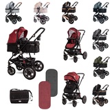 Lorelli Kinderwagen Lora Gummiräder Tragetasche Sportsitz Fußabdeckung rot/schwarz