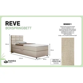 panda möbel Boxspringbett 90x200 mit Bettkast und Topper - Beige,