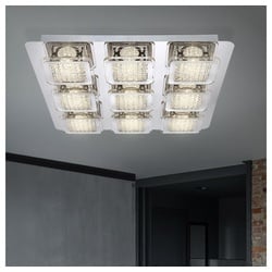 etc-shop LED Deckenleuchte, Deckenleuchte Wohnzimmer Deckenlampe Kristallleuchte Flurlampe Kristalle, Metall verchromt, LED warmweiß 40 cm x 40 cm x 6.5 cm
